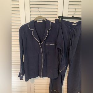 Equipment La Femme Silk Pajama Set XS Navy
